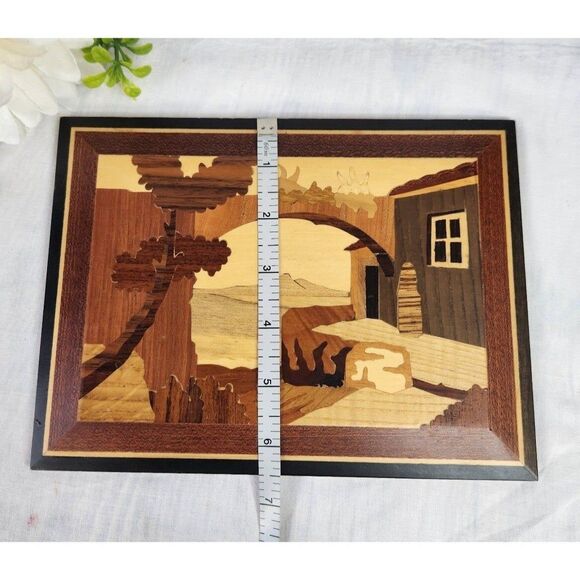 Vintage Italian Villa Archway by the Seaside Wood Inlay Marquetry Handcrafted - Picture 6 of 7